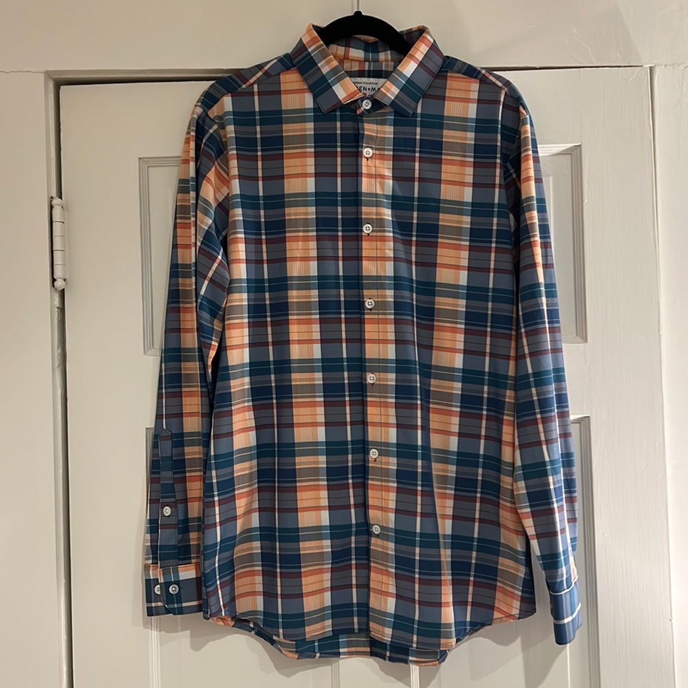 Mizzen+Main Performance Material Dress Shirt, Trim Fit Leeward Collection, large